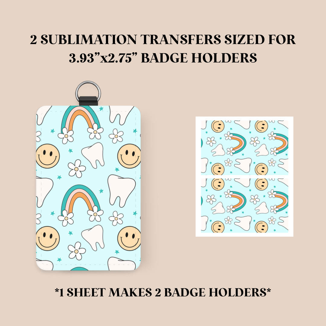 Dental Doodles Badge Holder Sublimation Transfer
