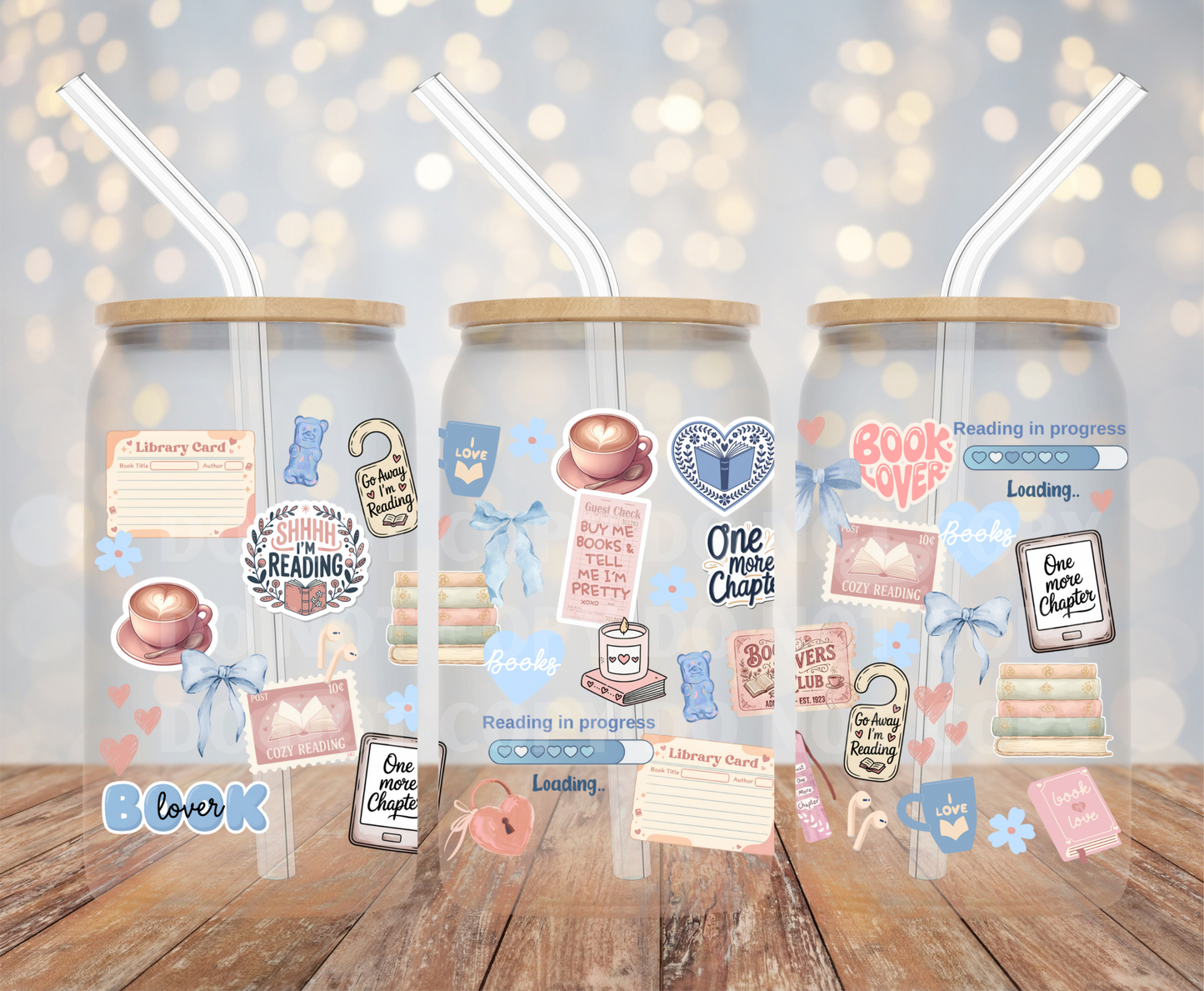 Bookish Stickers 16oz Glass Can Wrap