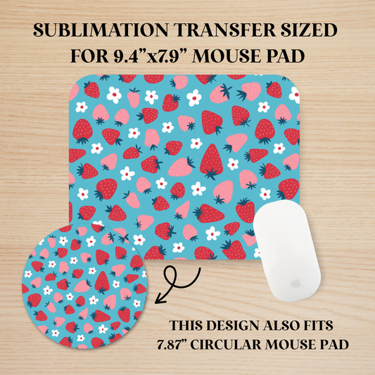 Strawberries Mouse Pad Sublimation Transfer