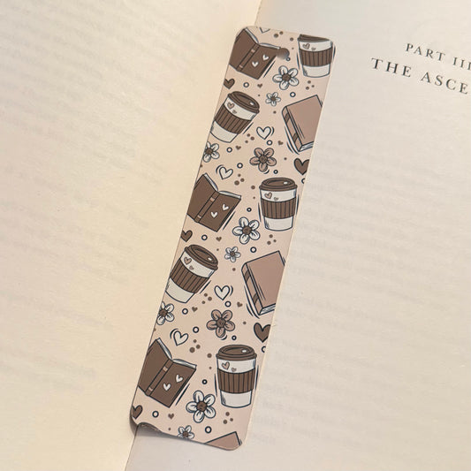 Books & Coffee Metal Bookmark No Tassel Included