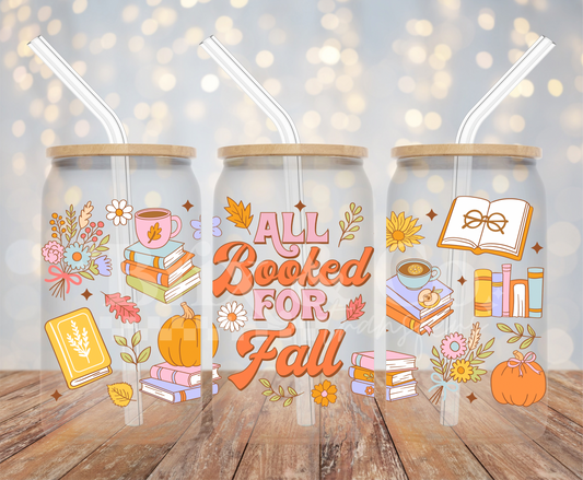All Booked For Fall 16oz Glass Can Wrap