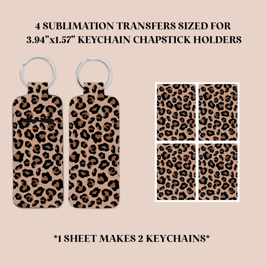 Leopard Print Keychain Chapstick Holder Sublimation Transfer