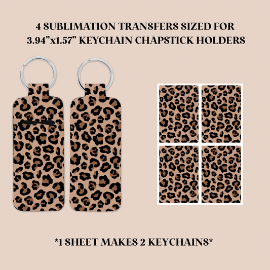 Leopard Print Keychain Chapstick Holder Sublimation Transfer
