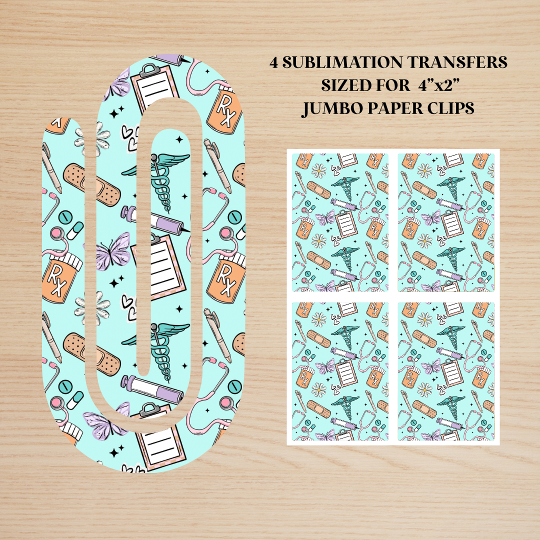 Nurse Doodles Jumbo Paperclip Sublimation Transfer