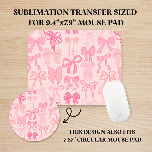 Pink Bows Mouse Pad Sublimation Transfer