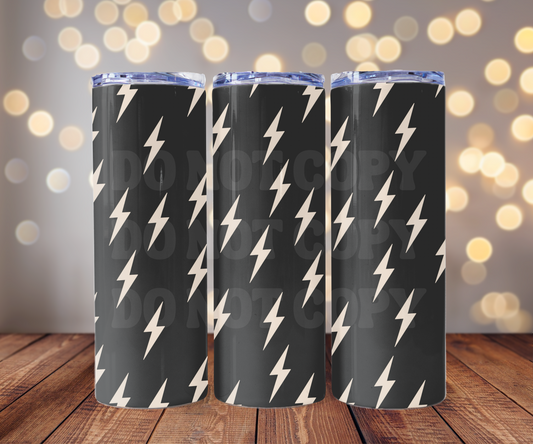 White Lightning Bolts 20 oz Skinny Tumbler Sublimation Transfer - Seamless