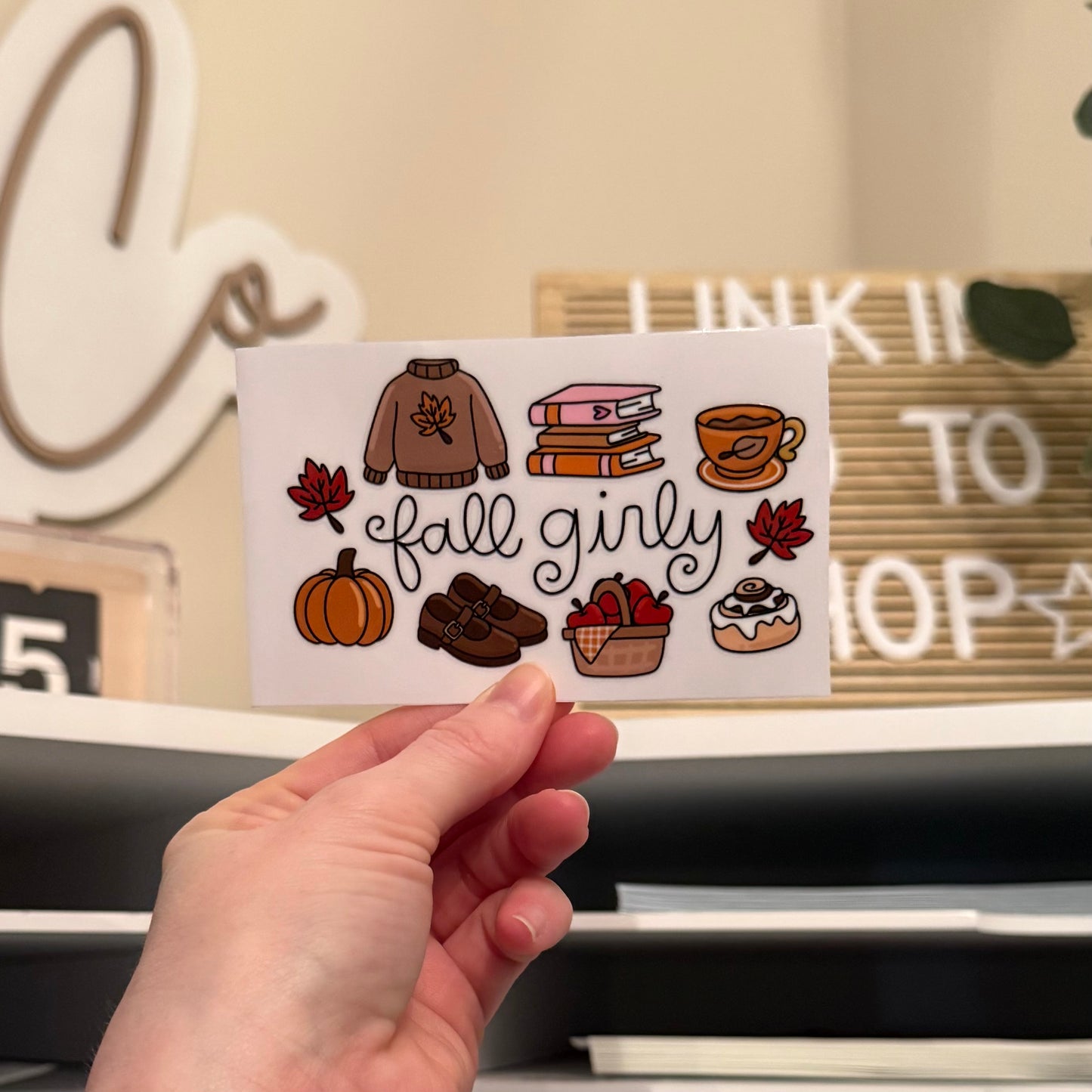 Fall Girly UVDTF 4” Decal