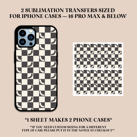 Checker Bats Phone Case Sublimation Transfer