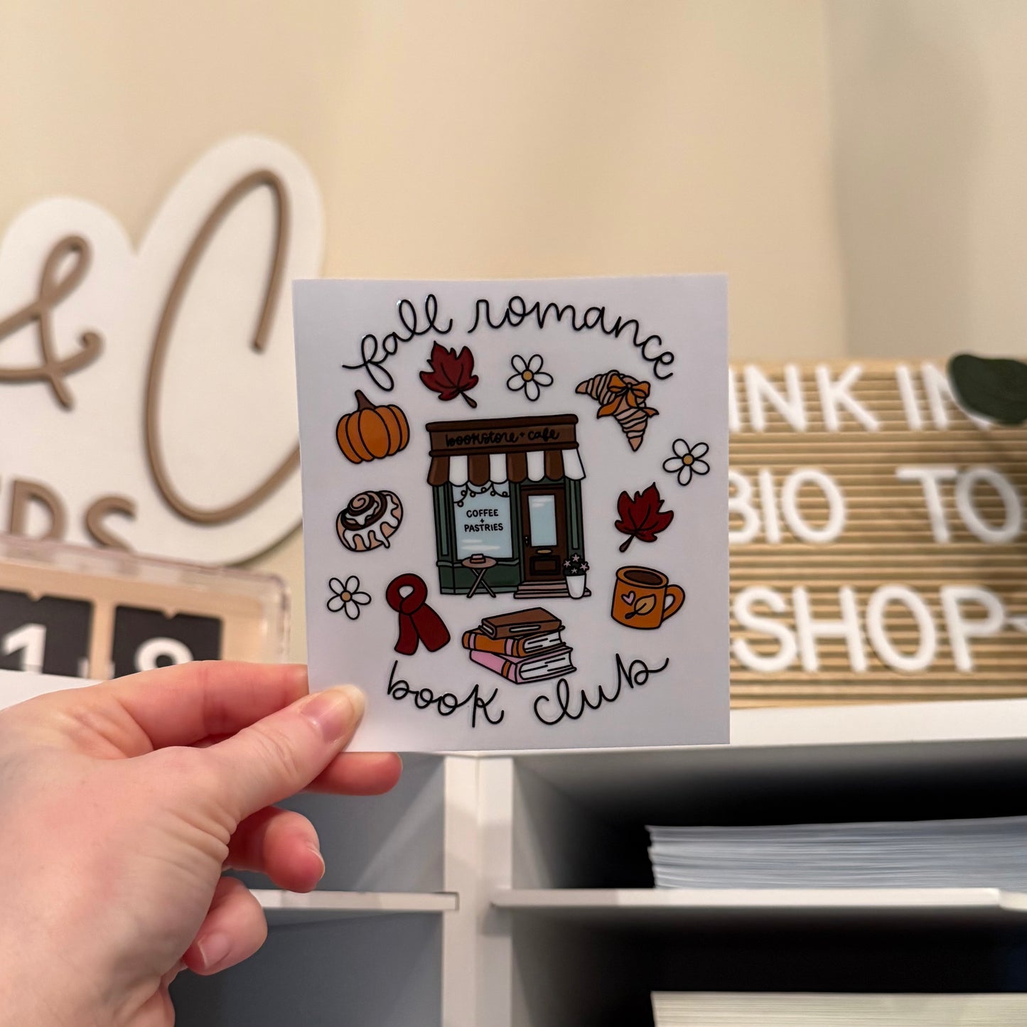 Fall Romance Book Club UVDTF 4” Decal
