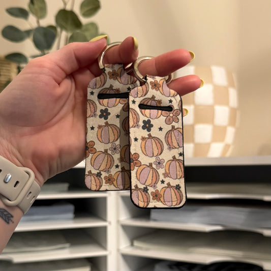 Retro Pumpkins Chapstick Holder Keychain