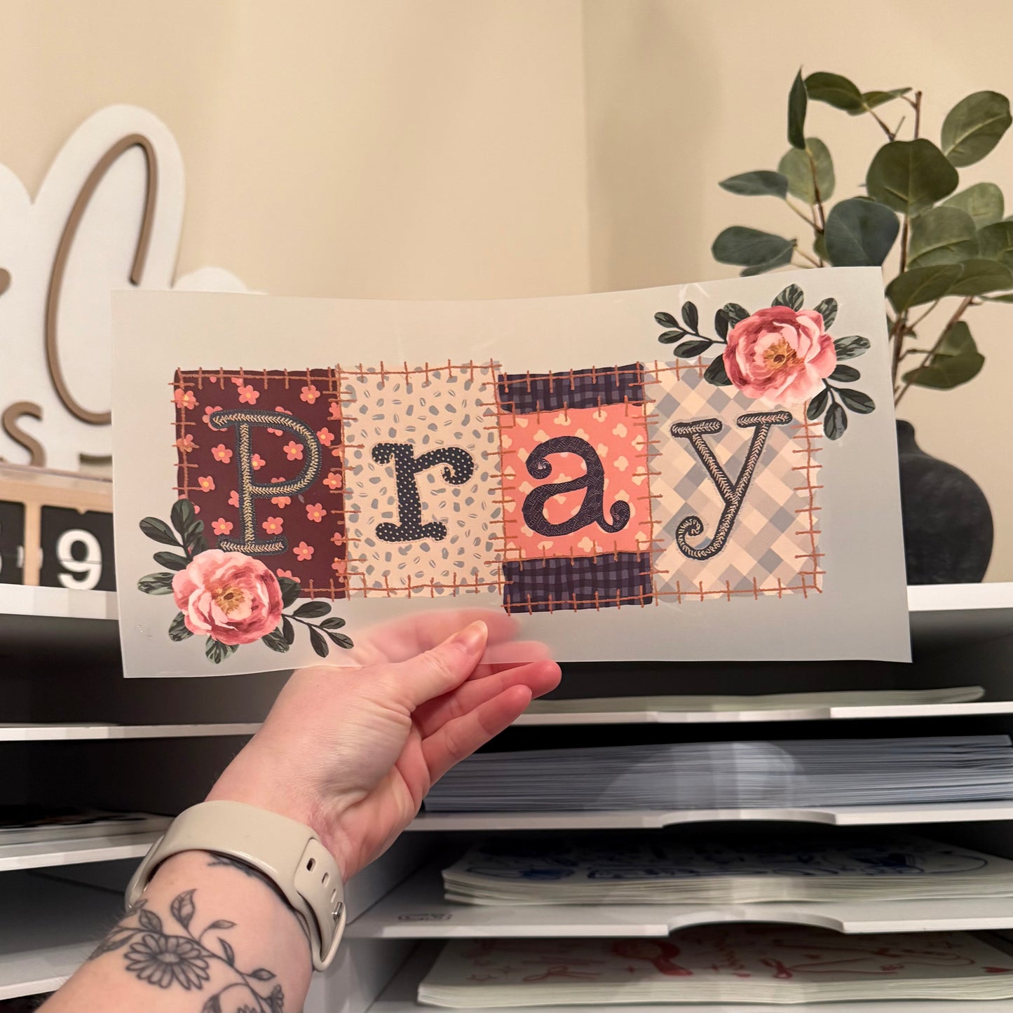 Patchwork Pray DTF HOT PEEL