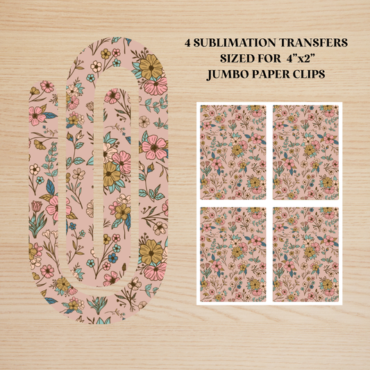 Boho Flowers Jumbo Paperclip Sublimation Transfer
