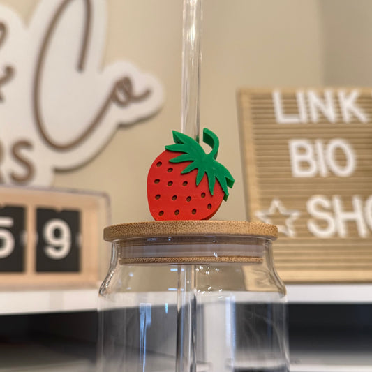 Strawberry 3D Printed Straw Topper