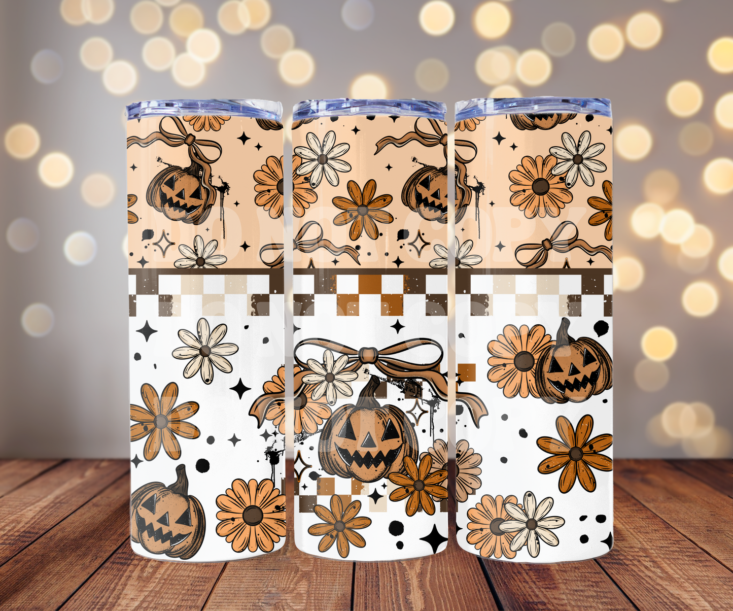 Fall Breeze Autumn Leaves & Pumpkins Please 20 oz Skinny Tumbler Sublimation Transfer - Seamless