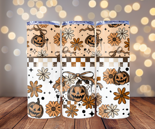 Fall Breeze Autumn Leaves & Pumpkins Please 20 oz Skinny Tumbler Sublimation Transfer - Seamless