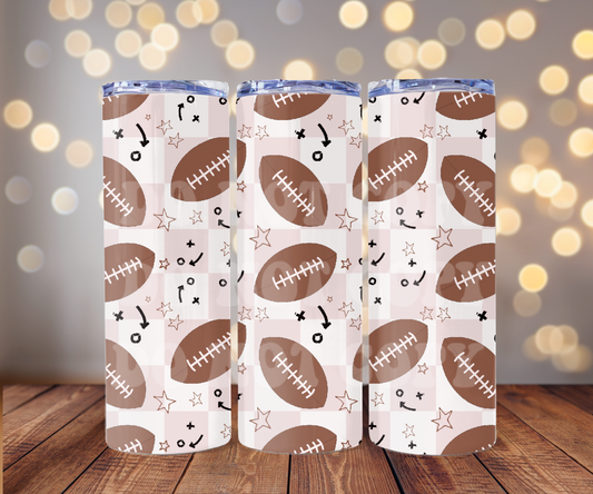 Checker Football 20 oz Skinny Tumbler Sublimation Transfer