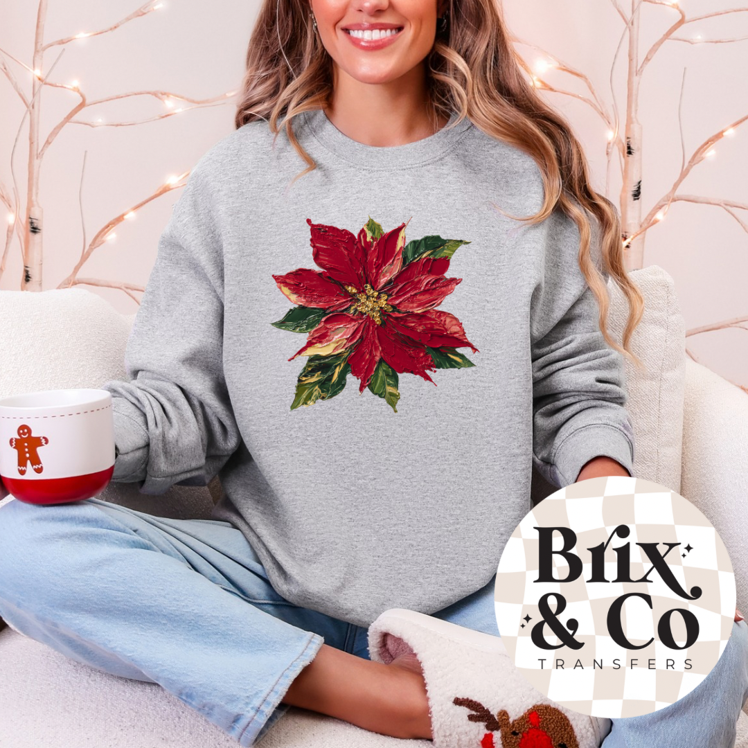 Faux Paint Poinsettia DTF HOT PEEL