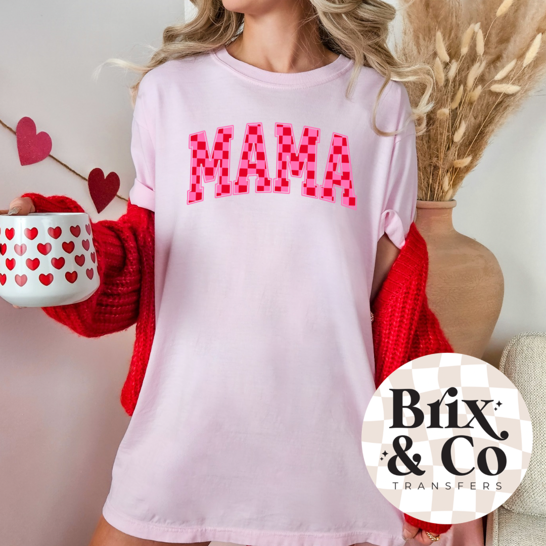 Pink Checker Mama DTF HOT PEEL