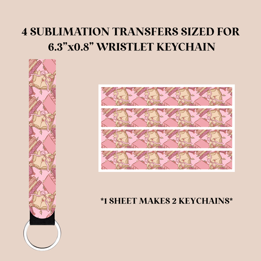 Coquette Books Wristlet Keychain Sublimation Transfer