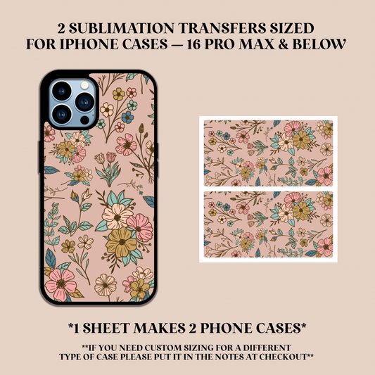 Boho Flowers Phone Case Sublimation Transfer