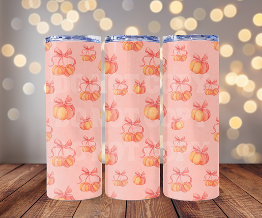Coquette Pumpkins 20 oz Skinny Tumbler Sublimation Transfer - Seamless