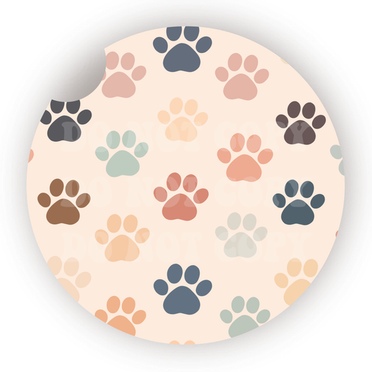 Paw Prints Car Coaster Sublimation Transfer (Set of 2)