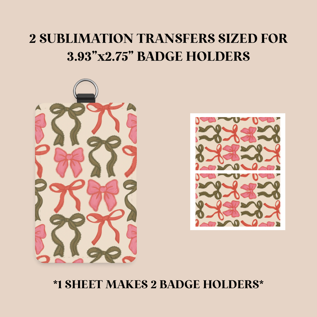 Christmas Bows Badge Holder Sublimation Transfer