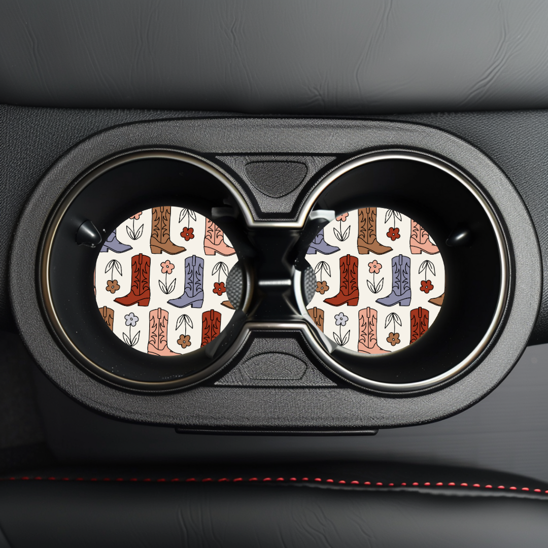 Colorful Boots Car Coaster Sublimation Transfer (Set of 2)