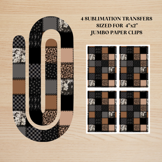 Cowhide Patchwork Jumbo Paperclip Sublimation Transfer