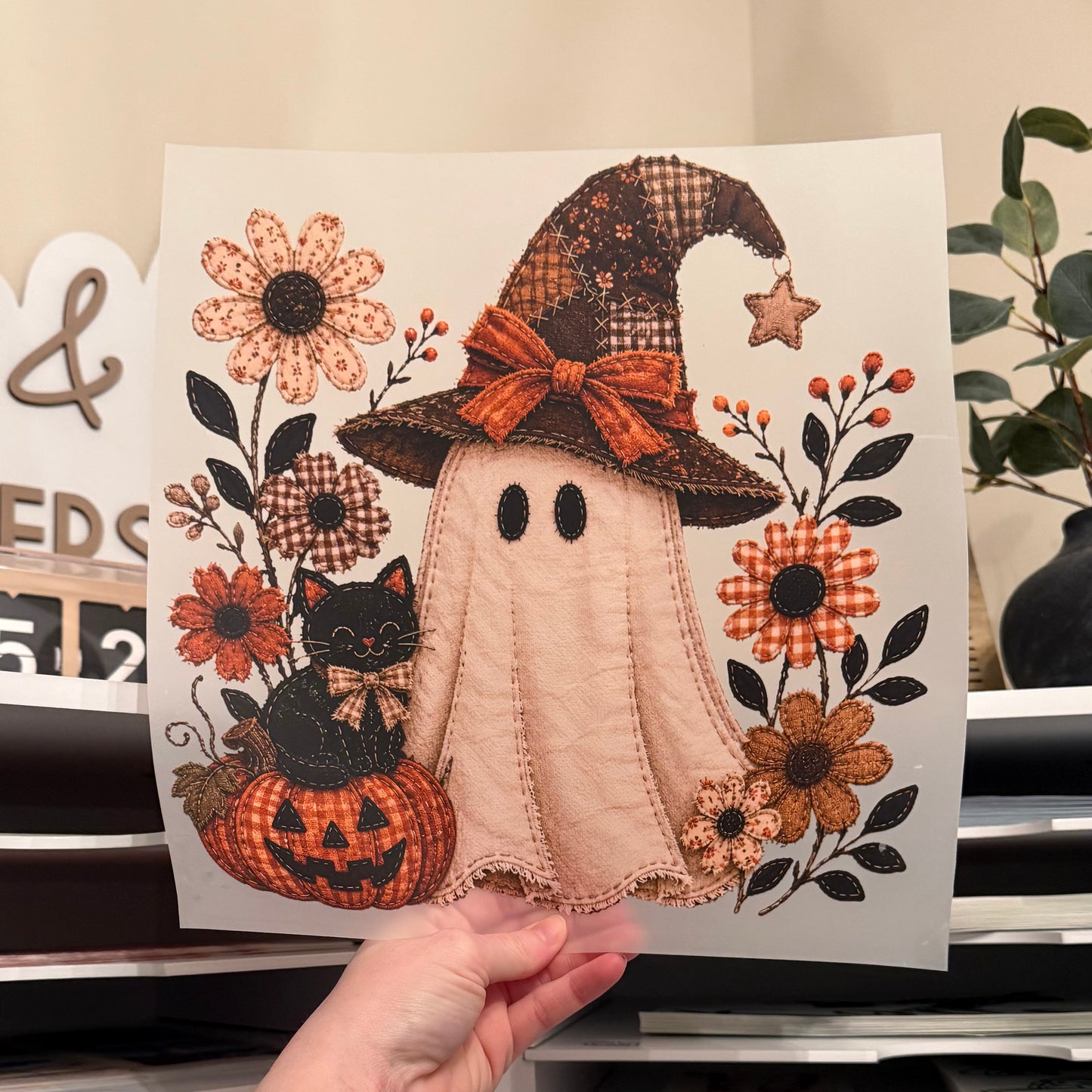 Patchwork Ghost DTF HOT PEEL