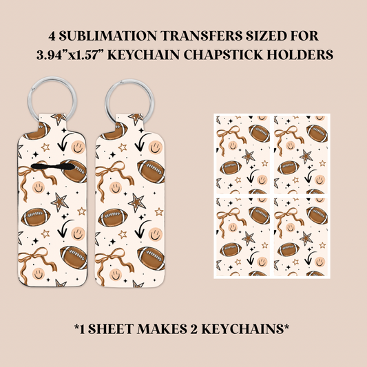 Football Keychain Chapstick Holder Sublimation Transfer