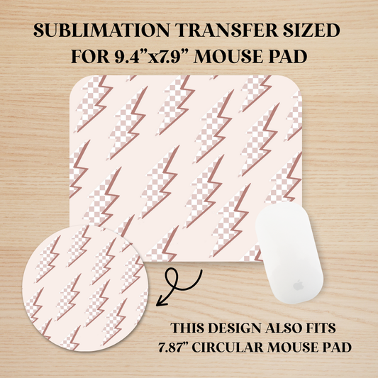 Checker Lightning Bolts Mouse Pad Sublimation Transfer