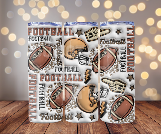 Football Vibes 3D 20 oz Skinny Tumbler Sublimation Transfer - Not Seamless