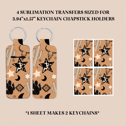 Western Doodles Keychain Chapstick Holder Sublimation Transfer