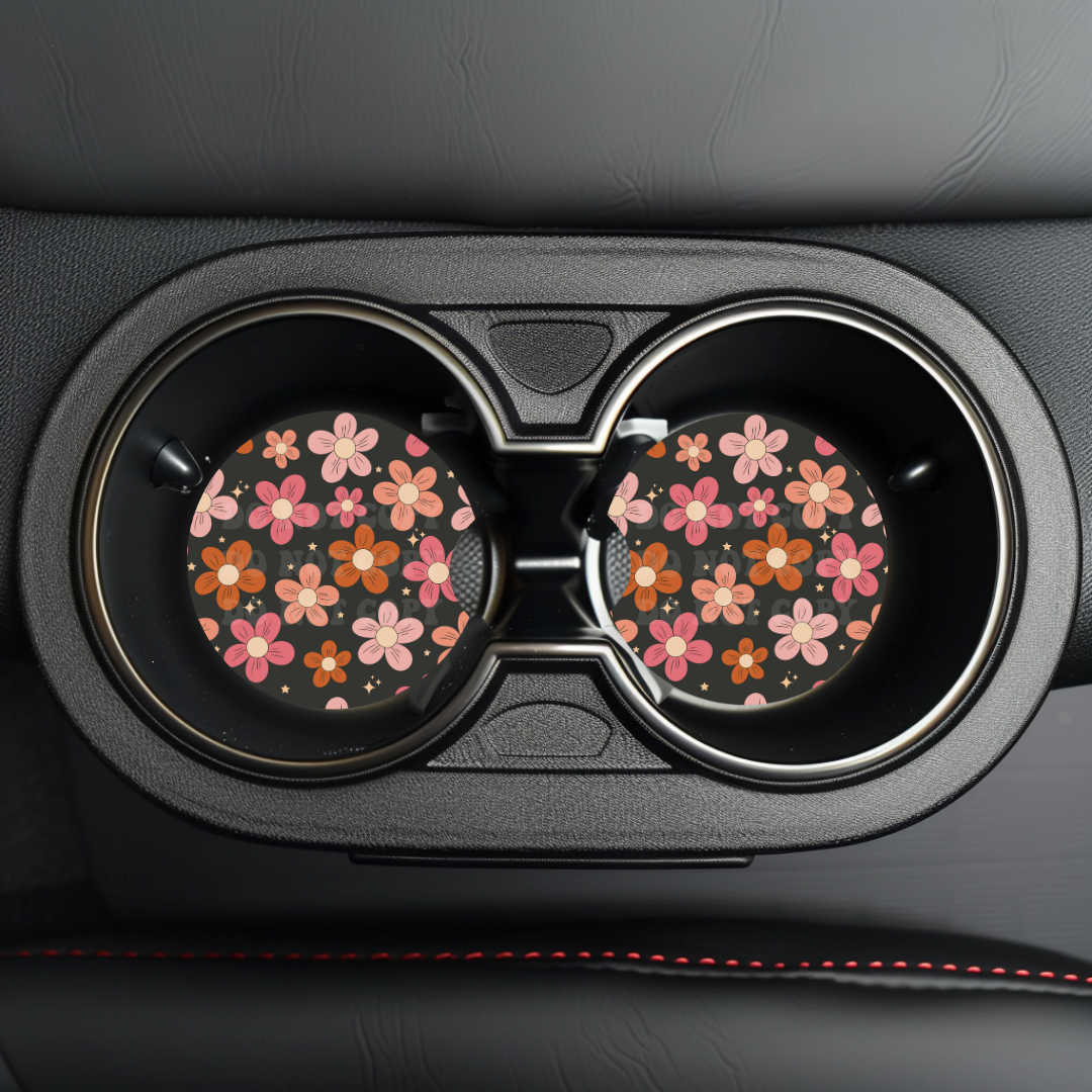 Flowers & Stars Car Coaster Sublimation Transfer (Set of 2)
