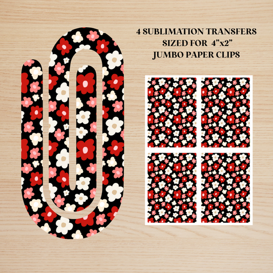 Red & Pink Flowers Jumbo Paperclip Sublimation Transfer