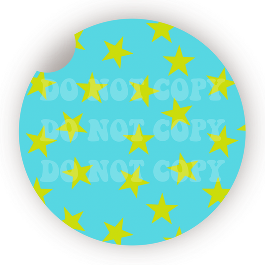 Bright Green Stars Car Coaster Sublimation Transfer (Set of 2)