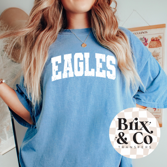Distressed Varsity Eagles Single Color