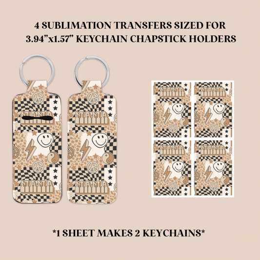 Patchwork Mama Keychain Chapstick Holder Sublimation Transfer