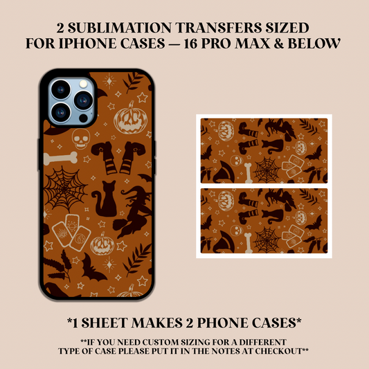 Halloween Doodles Phone Case Sublimation Transfer