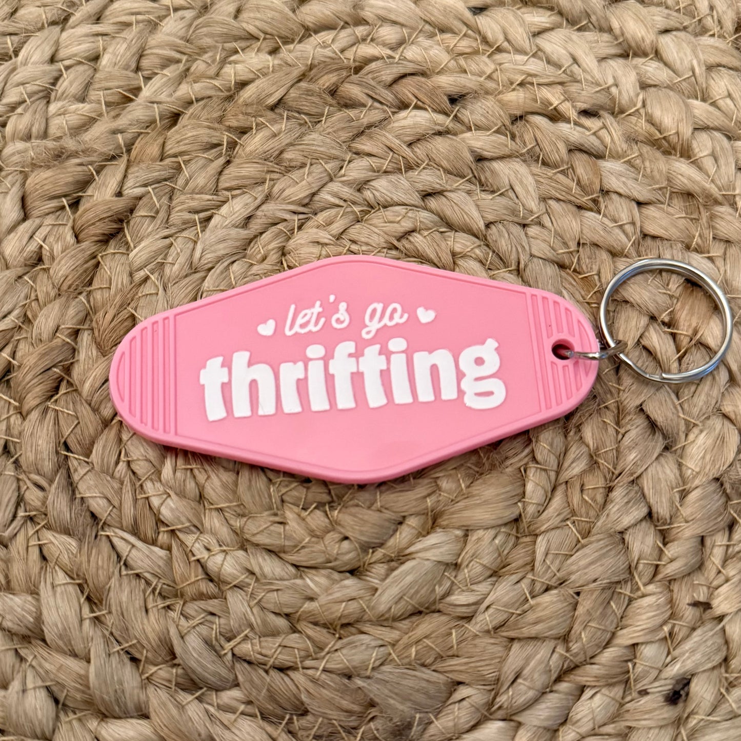 Let’s Go Thrifting Pink Motel Keychain
