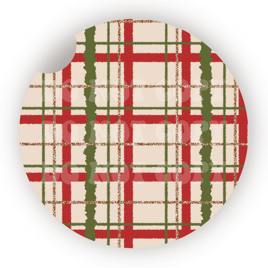 Christmas Plaid Car Coaster Sublimation Transfer (Set of 2)