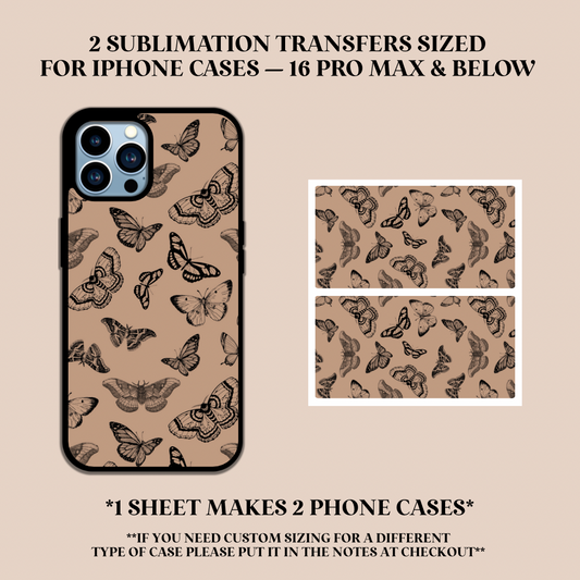Moths & Butterflies Phone Case Sublimation Transfer