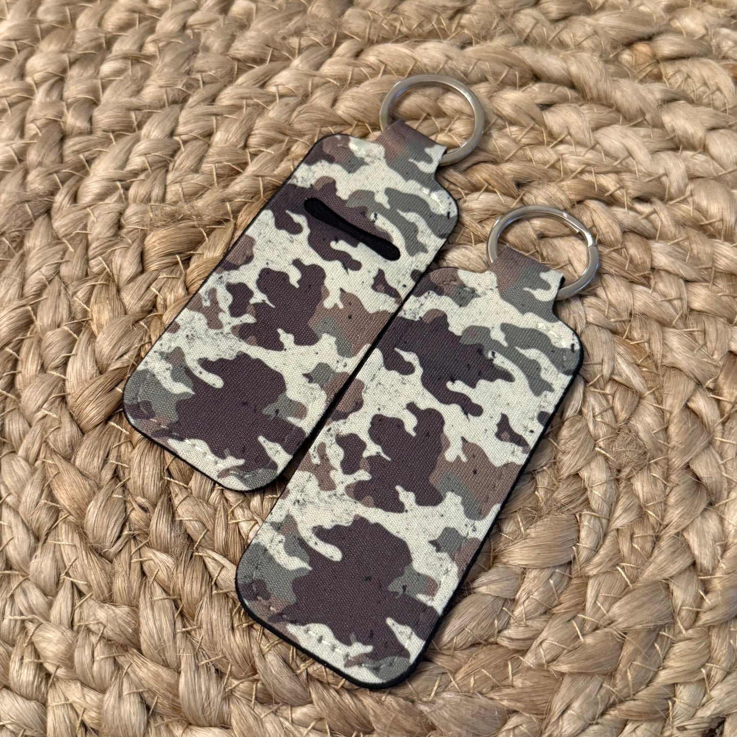 Distressed Camo Chapstick Holder Keychain