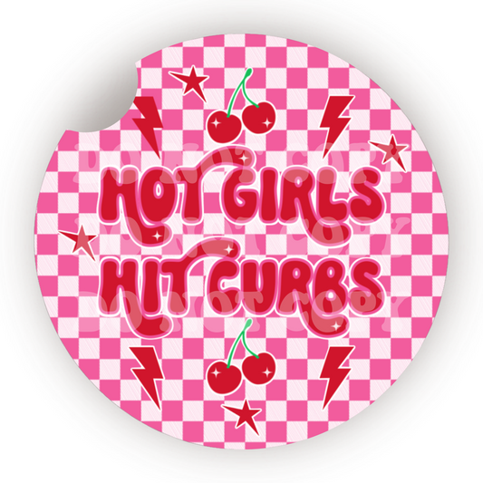 Hot Girls Hit Curbs Car Coaster Sublimation Transfer (Set of 2)