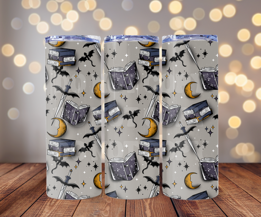 Fantasy Reader 20 oz Skinny Tumbler Sublimation Transfer - Seamless