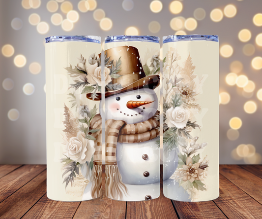 Vintage Snowman 20 oz Skinny Tumbler Sublimation Transfer - Seamless