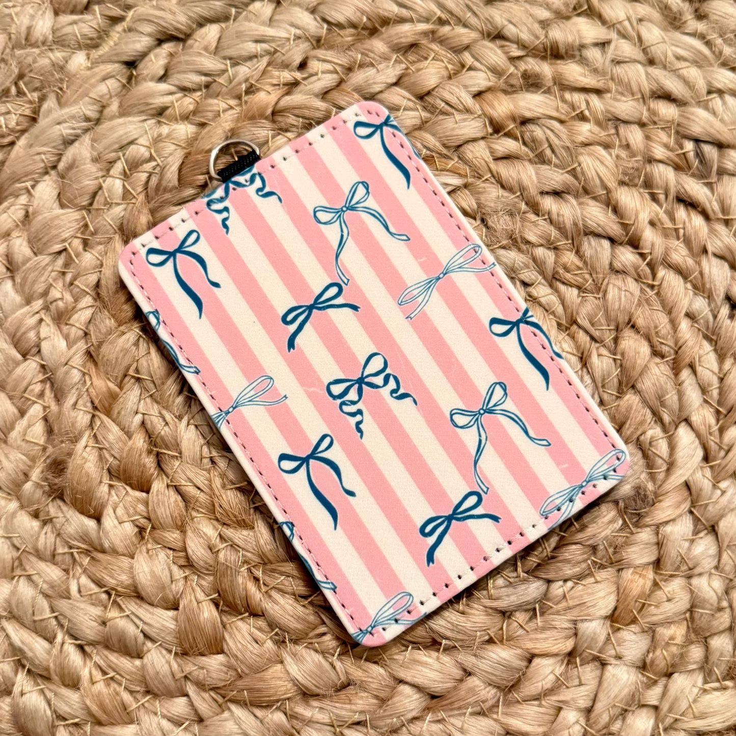 Teal Bows  ID Badge Holder