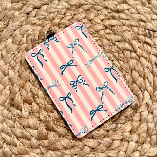 Teal Bows  ID Badge Holder
