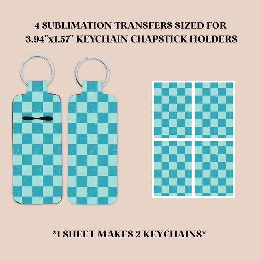 Blue Checkers Keychain Chapstick Holder Sublimation Transfer